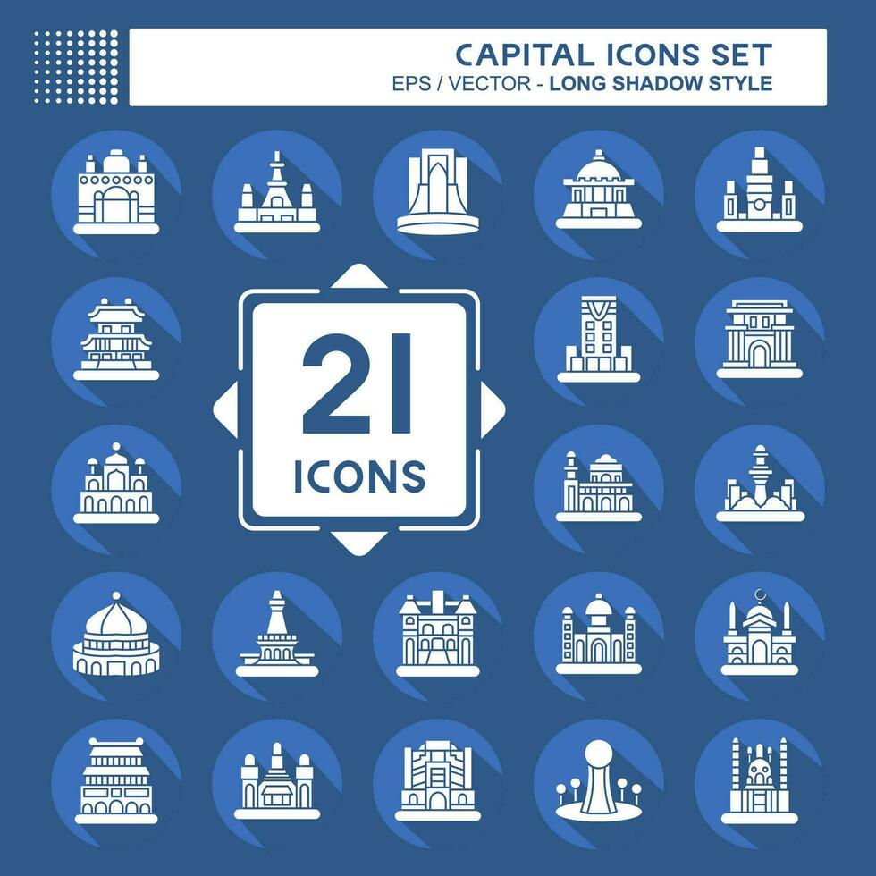Icon Set Capital. related to Capital symbol. long shadow style. simple design editable. simple illustration vector
