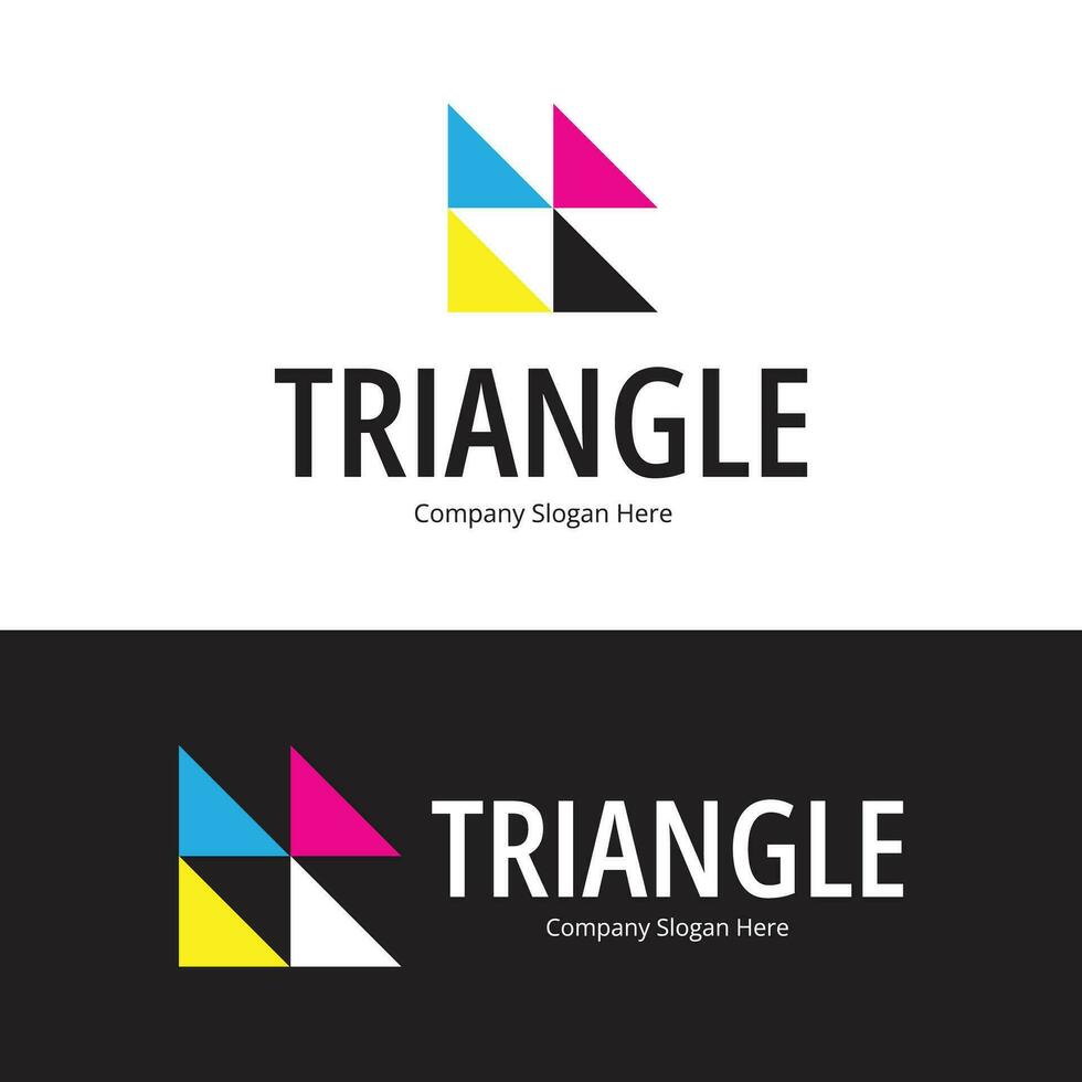 printing company logo with triangle and CMYK colors vector