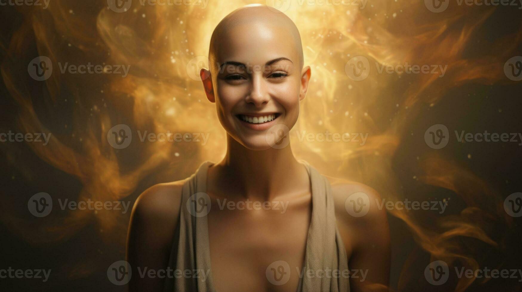 Portrait of confident bald woman. Generative AI photo