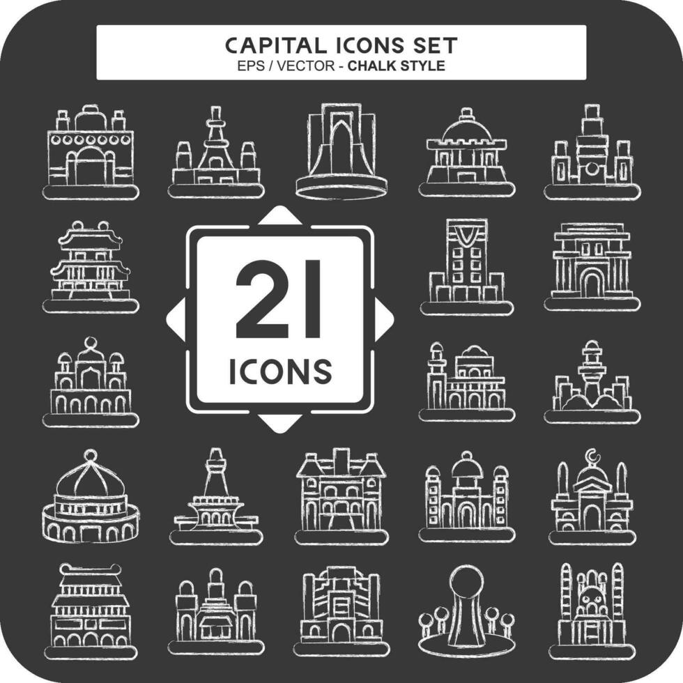 Icon Set Capital. related to Capital symbol. chalk Style. simple design editable. simple illustration vector