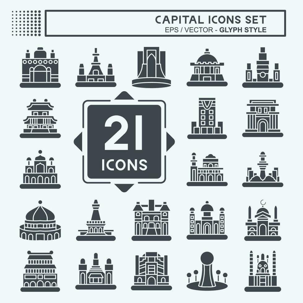 Icon Set Capital. related to Capital symbol. glyph style. simple design editable. simple illustration vector