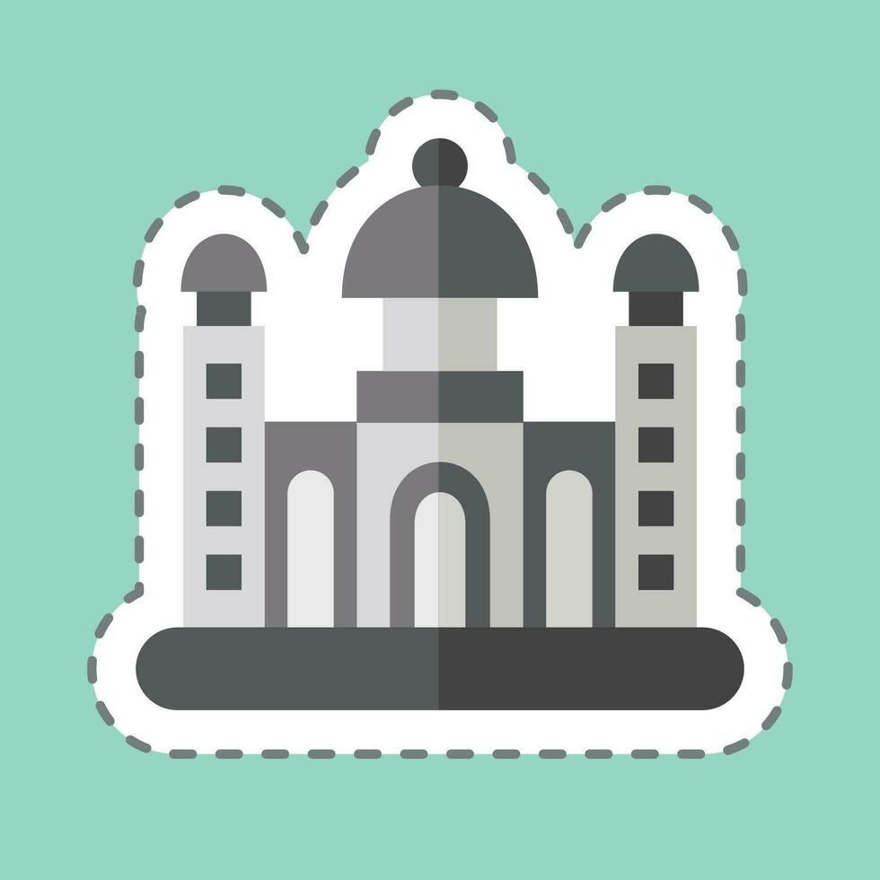 Sticker line cut Dhaka. related to Capital symbol. simple design editable. simple illustration vector