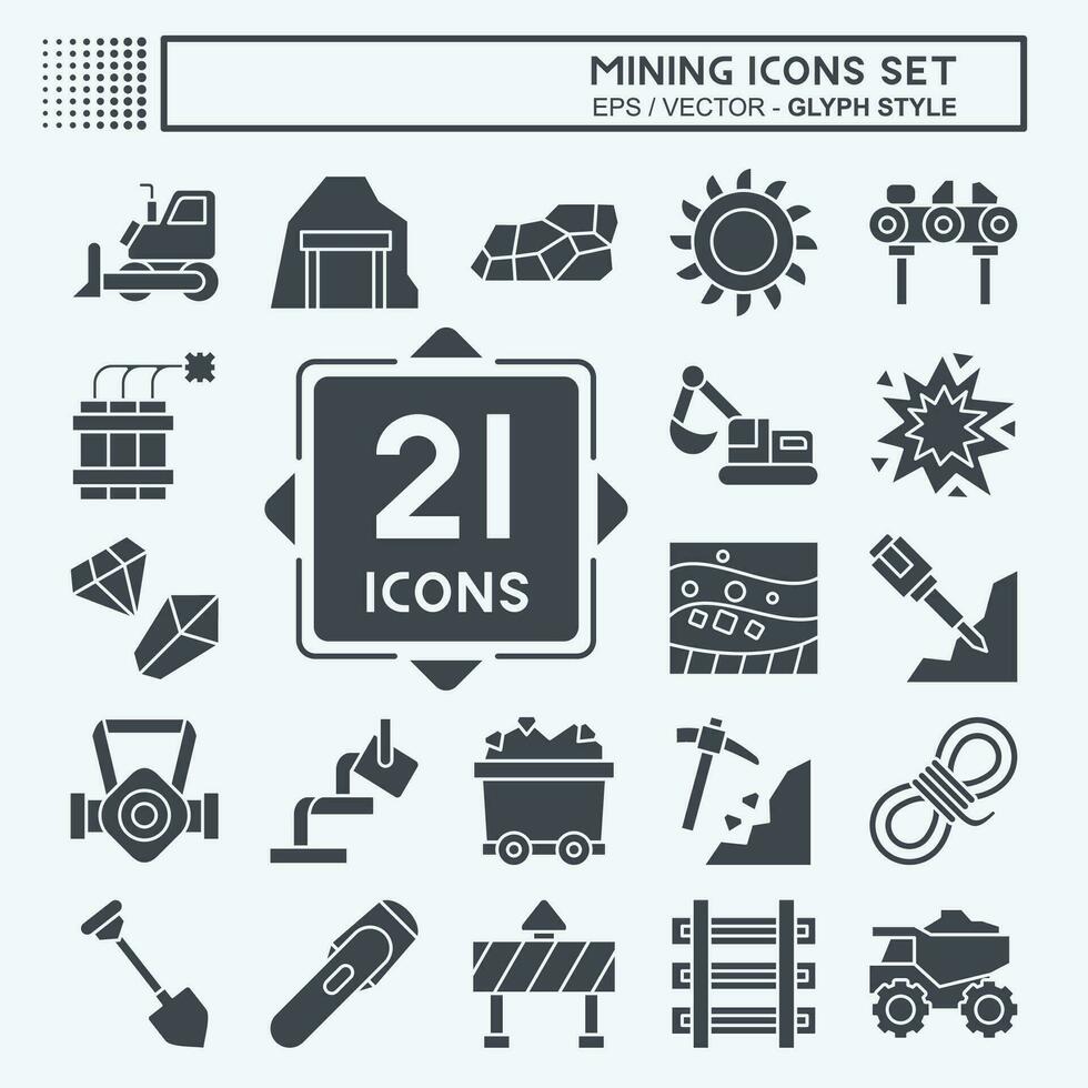 Icon Set Mining. related to Industry symbol. glyph style. simple design editable. simple illustration vector