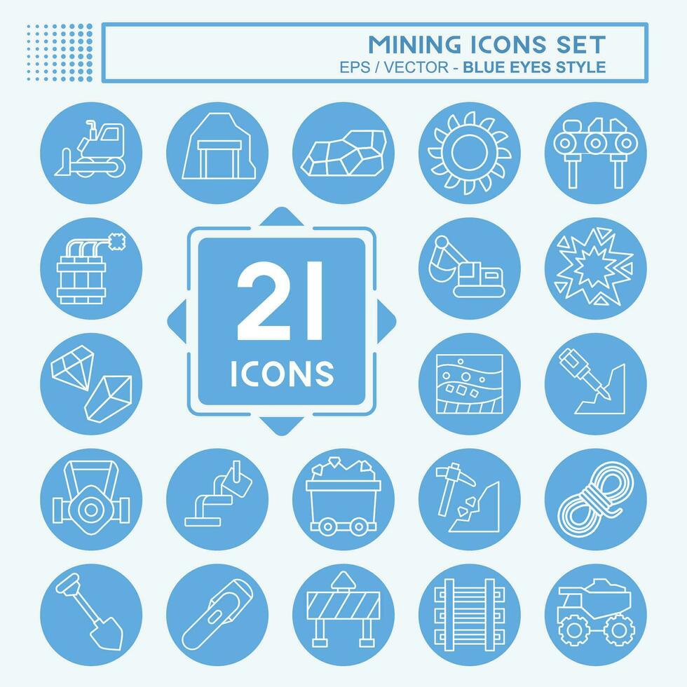 Icon Set Mining. related to Industry symbol. blue eyes style. simple design editable. simple illustration vector