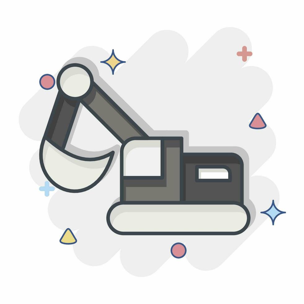 Icon Excavator. related to Mining symbol. comic style. simple design editable. simple illustration vector