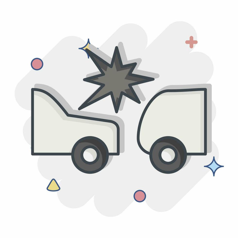 Icon Accident. related to Car ,Automotive symbol. comic style. simple design editable. simple illustration vector