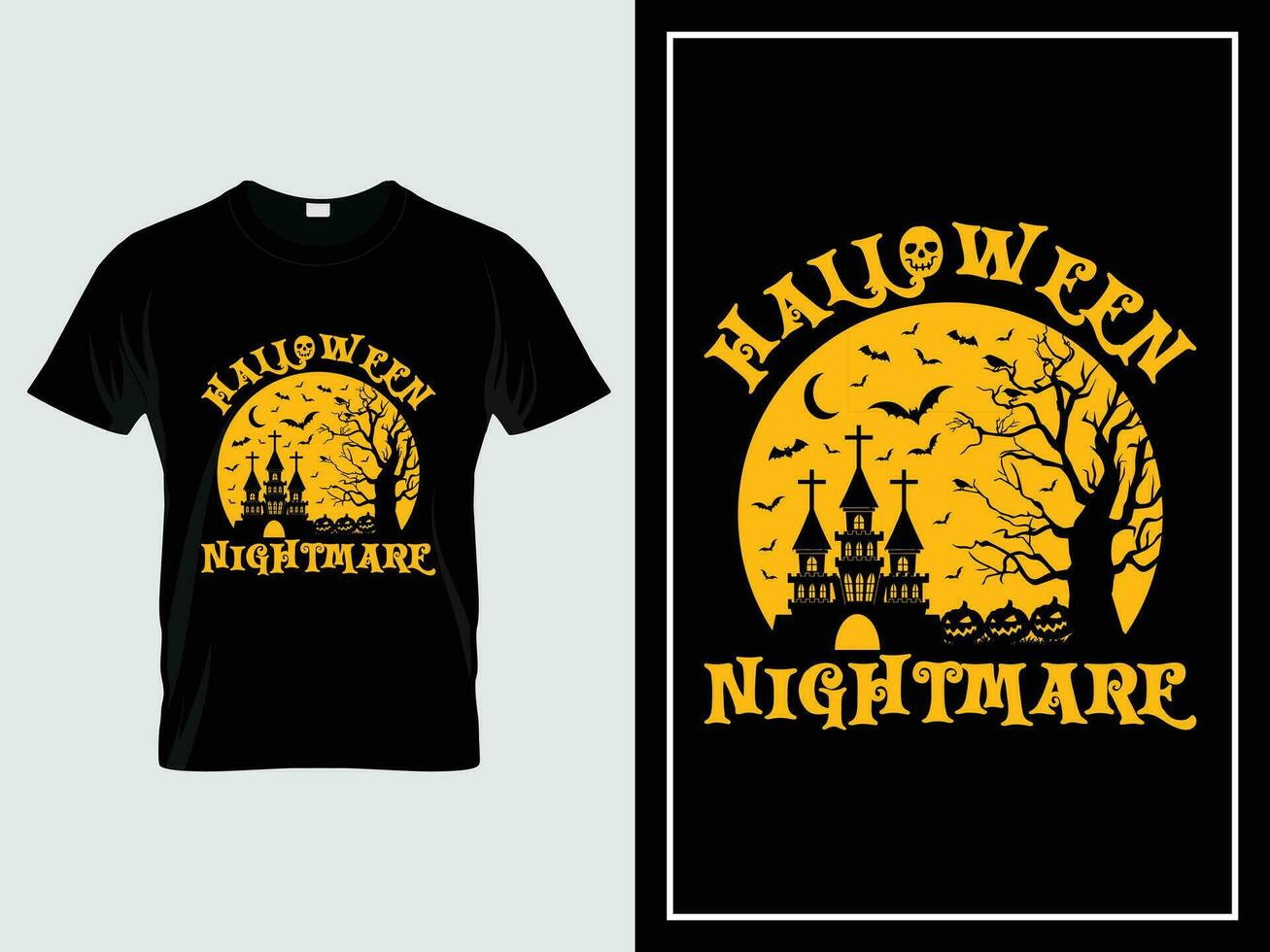 Halloween nightmare graphic t shirt design illustration vector