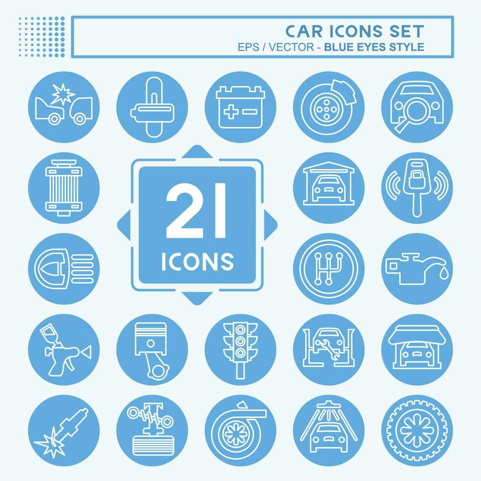 Icon Set Car. related to Car ,Automotive symbol. blue eyes style. simple design editable. simple illustration vector