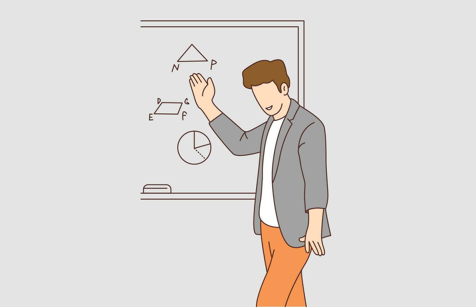 The teacher explains the lesson using the blackboard. Teacher vector Illustration