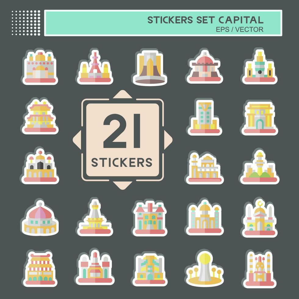 Sticker Set Capital. related to Capital symbol. simple design editable. simple illustration vector