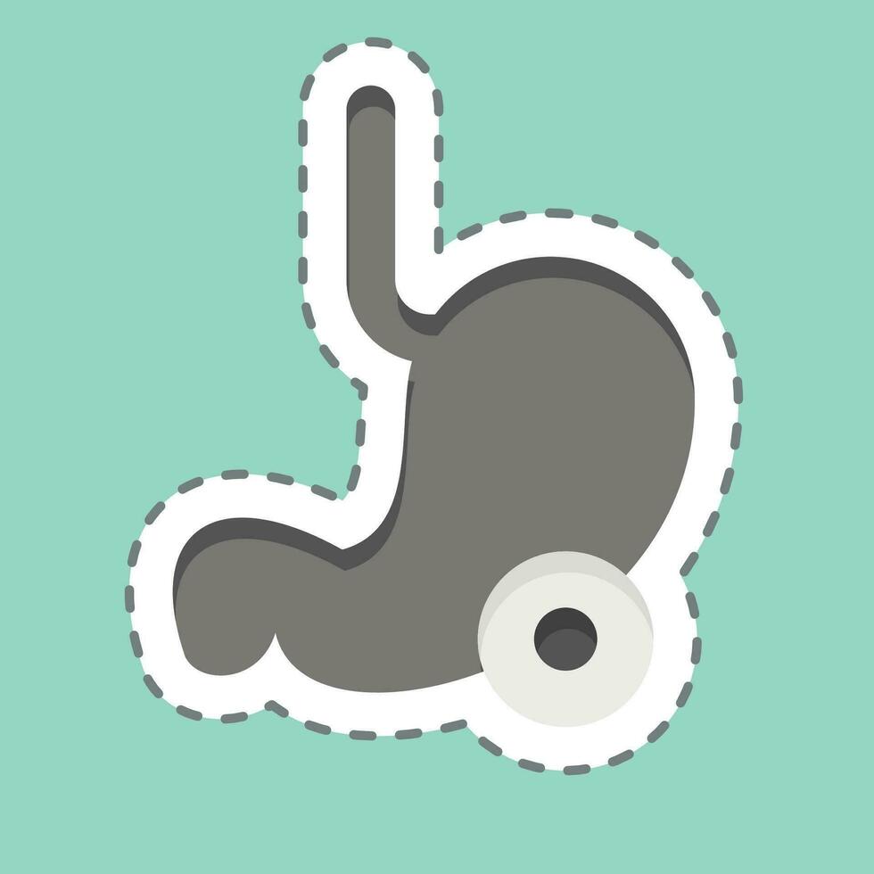 Sticker line cut Stomach. related to Body Ache symbol. simple design editable. simple illustration vector