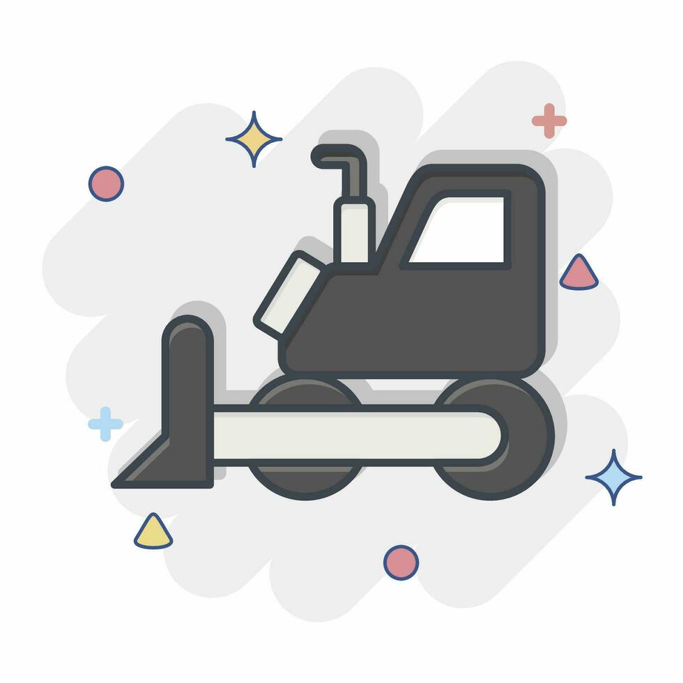 Icon Bulldozer. related to Mining symbol. comic style. simple design editable. simple illustration vector