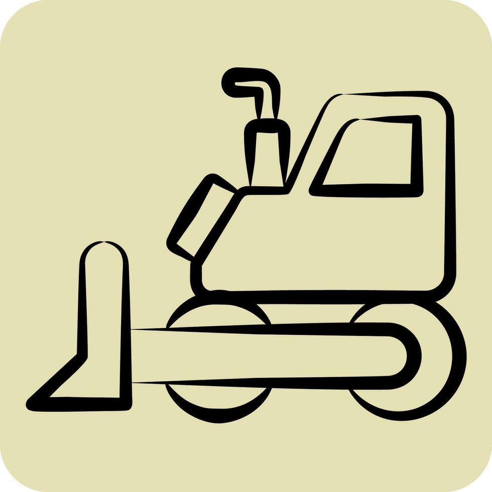 Icon Bulldozer. related to Mining symbol. hand drawn style. simple design editable. simple illustration vector