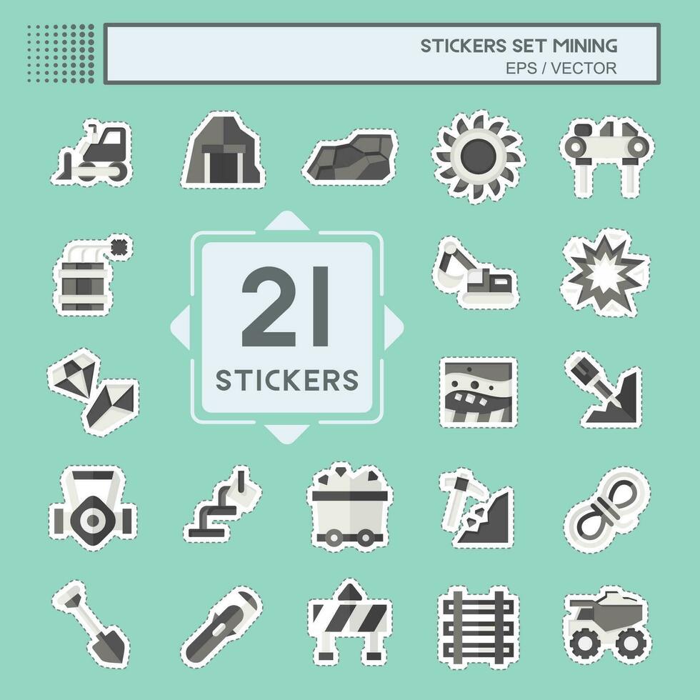 Sticker line cut Set Mining. related to Industry symbol. simple design editable. simple illustration vector