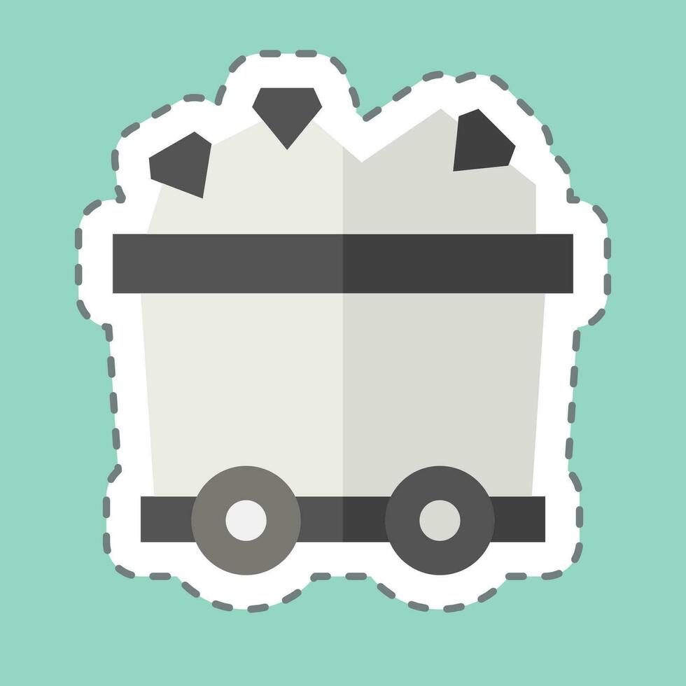 Sticker line cut Mining Cart. related to Mining symbol. simple design editable. simple illustration vector