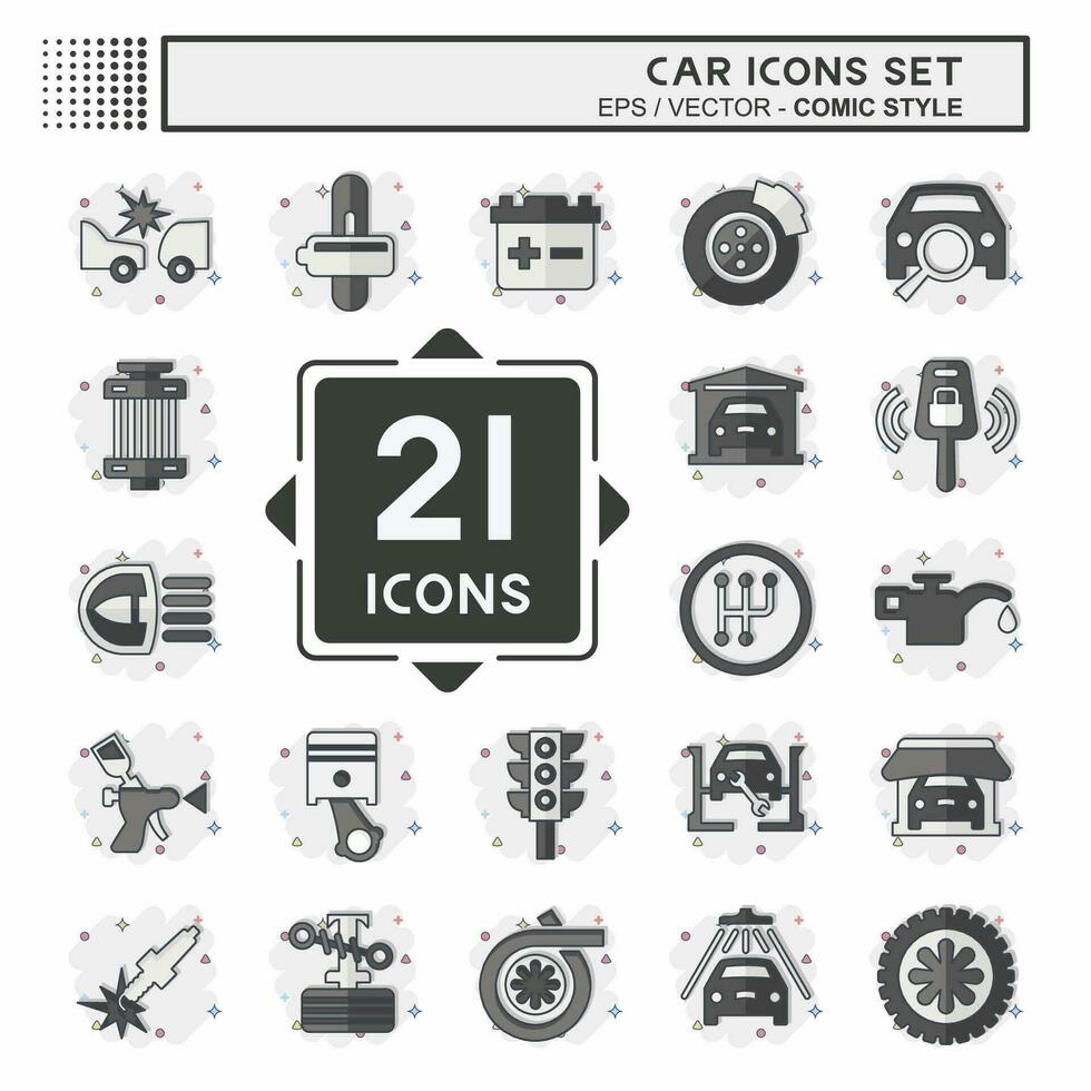 Icon Set Car. related to Car ,Automotive symbol. comic style. simple design editable. simple illustration vector