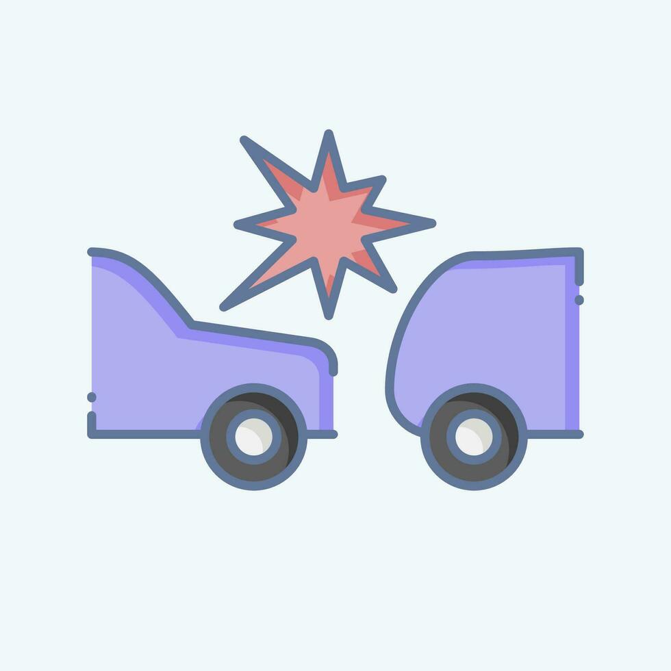 Icon Accident. related to Car ,Automotive symbol. doodle style. simple design editable. simple illustration vector
