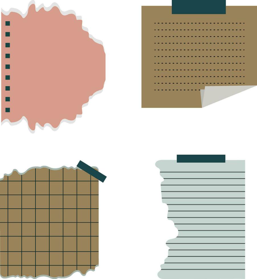 Paper Note Shape. Isolated on White Background. Vector Illustration Set.