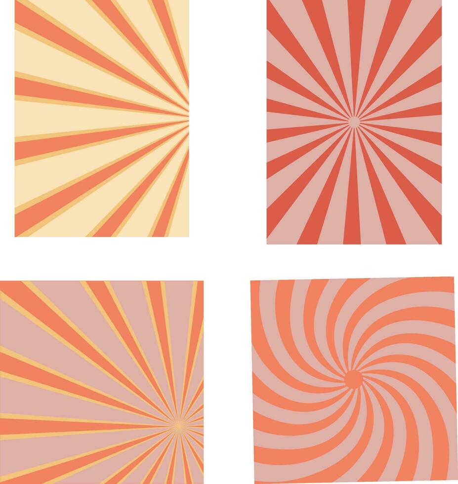 Retro Sunburst Background Set. Vector Illustration