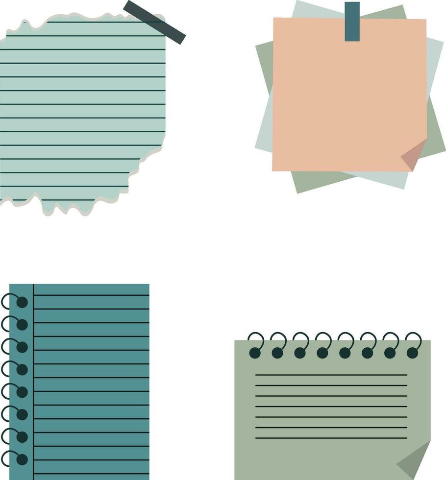 Paper Note Shape. Isolated on White Background. Vector Illustration Set.