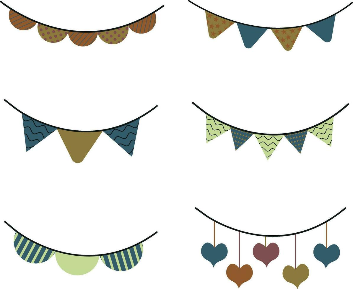 Party Flag Design Shape. Isolated Vector Set.