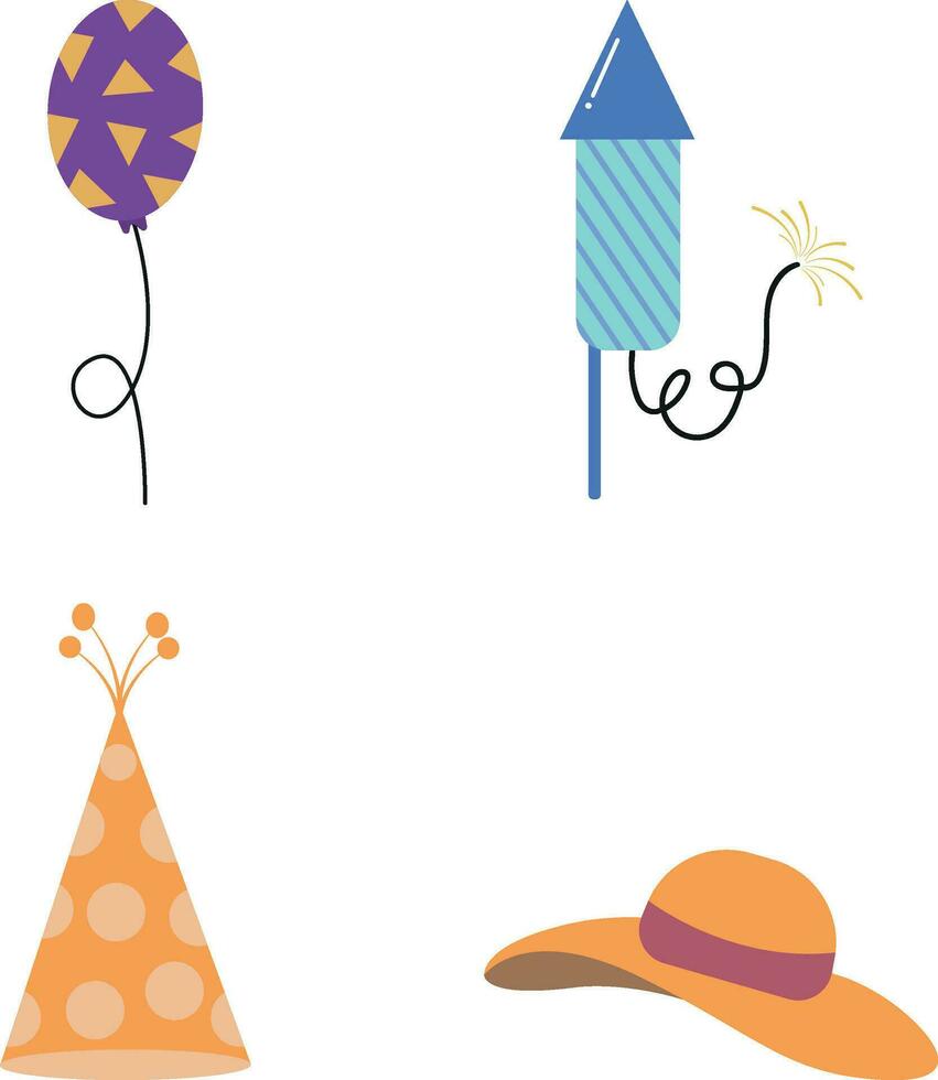 New Year Illustration. Vector Set