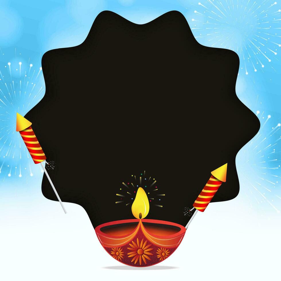 vector ilustración de contento diwali antecedentes con diya y fuegos artificiales con espacio para tu texto.