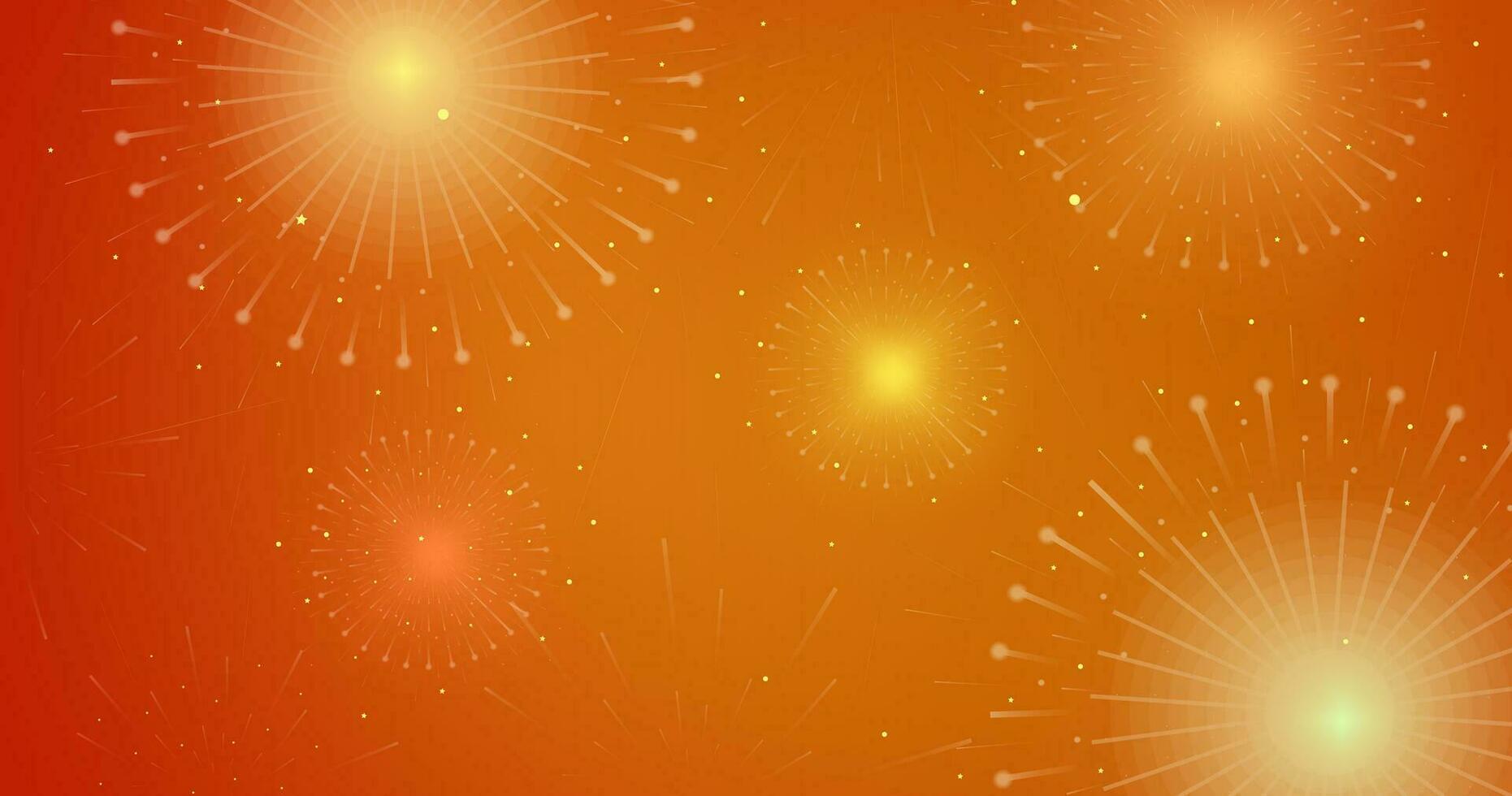 Fireworks background. Happy Diwali celebration firecrackers on orange background. vector