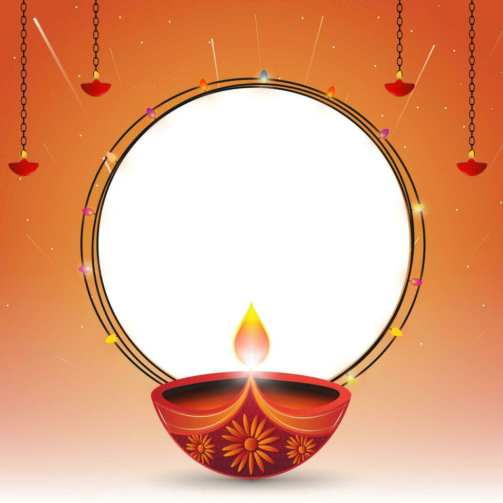 Happy Diwali festival background with diya. vector