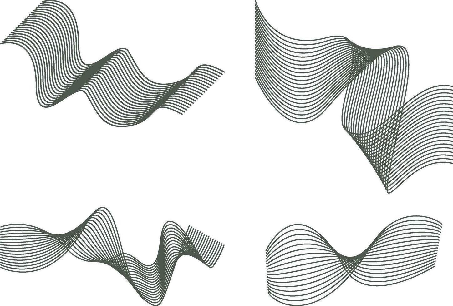 Abstract Wavy Line Set. Isolated on White Background. Vector Illustration