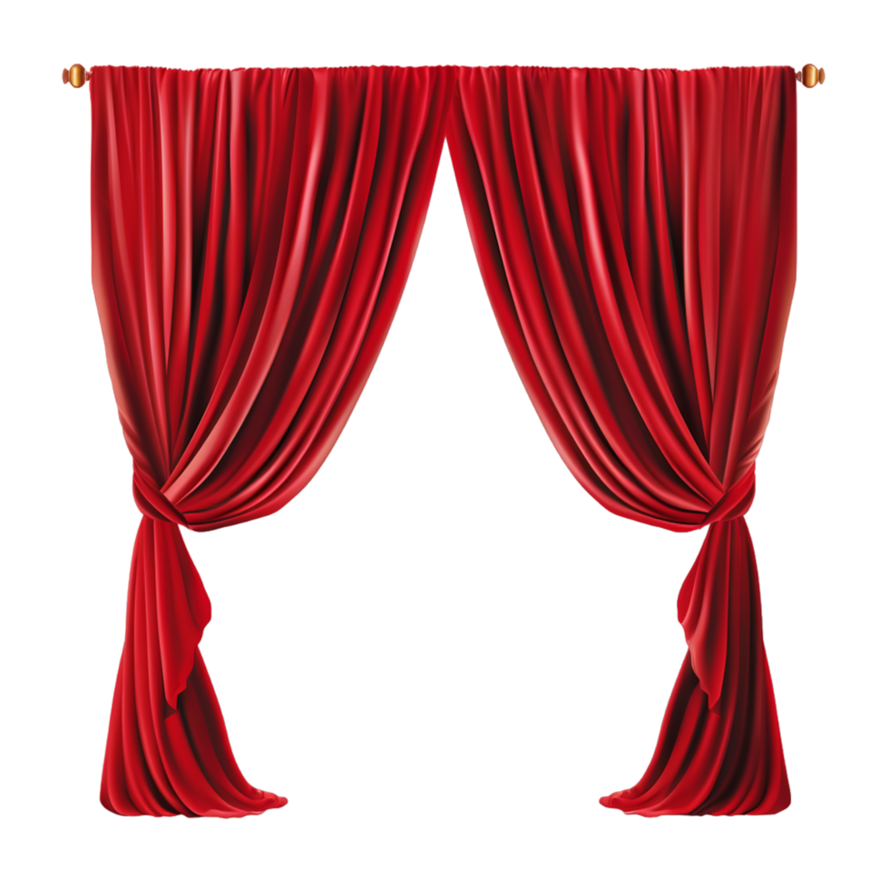 red window curtains ai generative png