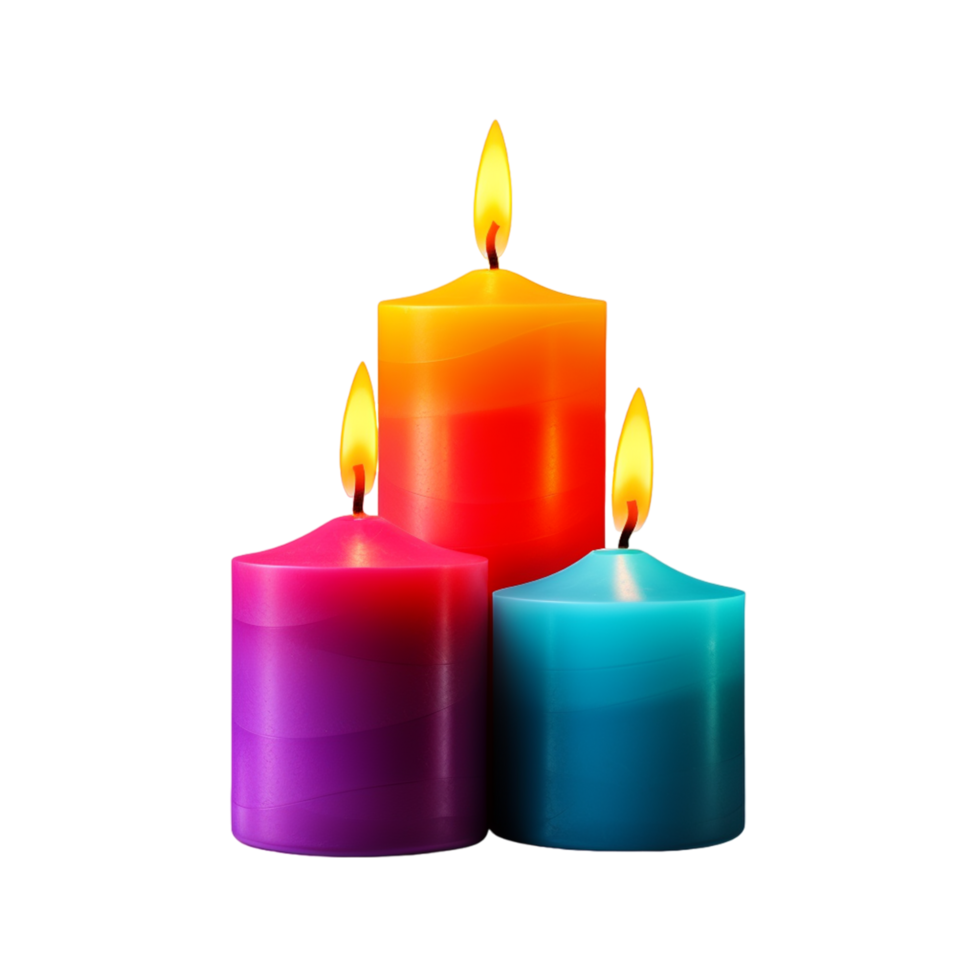 burning-colorful-christmas-candles-ai-generative-29237009-png
