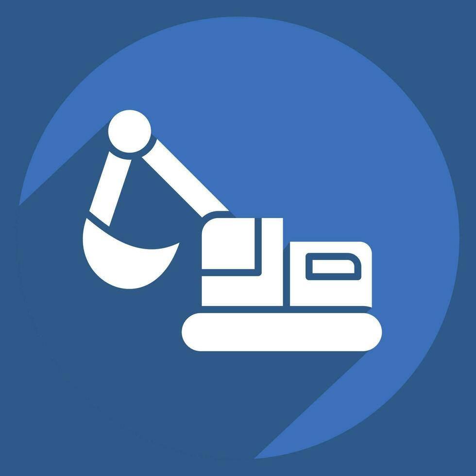 Icon Excavator. related to Mining symbol. long shadow style. simple design editable. simple illustration vector