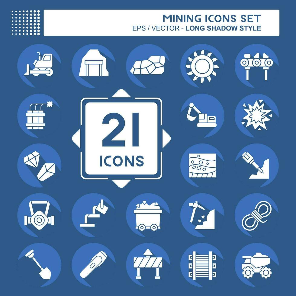 Icon Set Mining. related to Industry symbol. long shadow style. simple design editable. simple illustration vector