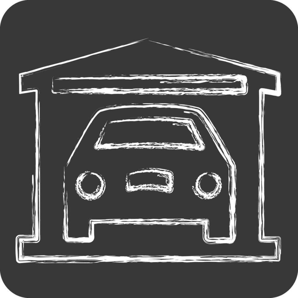 icono cochera. relacionado a coche ,automotor símbolo. tiza estilo. sencillo diseño editable. sencillo ilustración vector