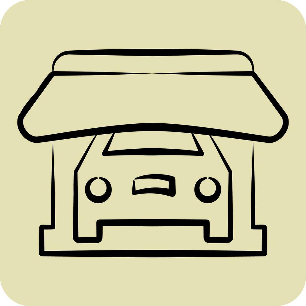 Icon Shop. related to Car ,Automotive symbol. hand drawn style. simple design editable. simple illustration vector