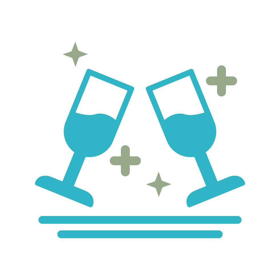 Two Glasses Romantic Vector Icon