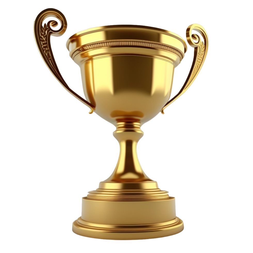 Award medal realistic gold trophy cup ai generative png