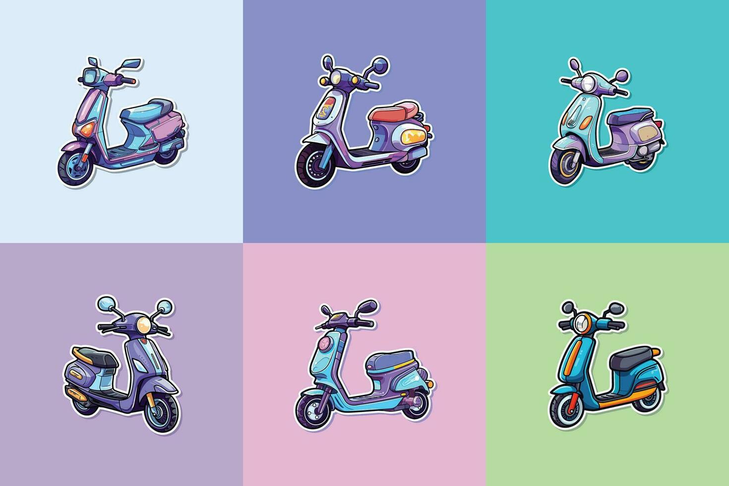 eléctrico scooter pegatina. kawaii dibujos animados ilustración vector