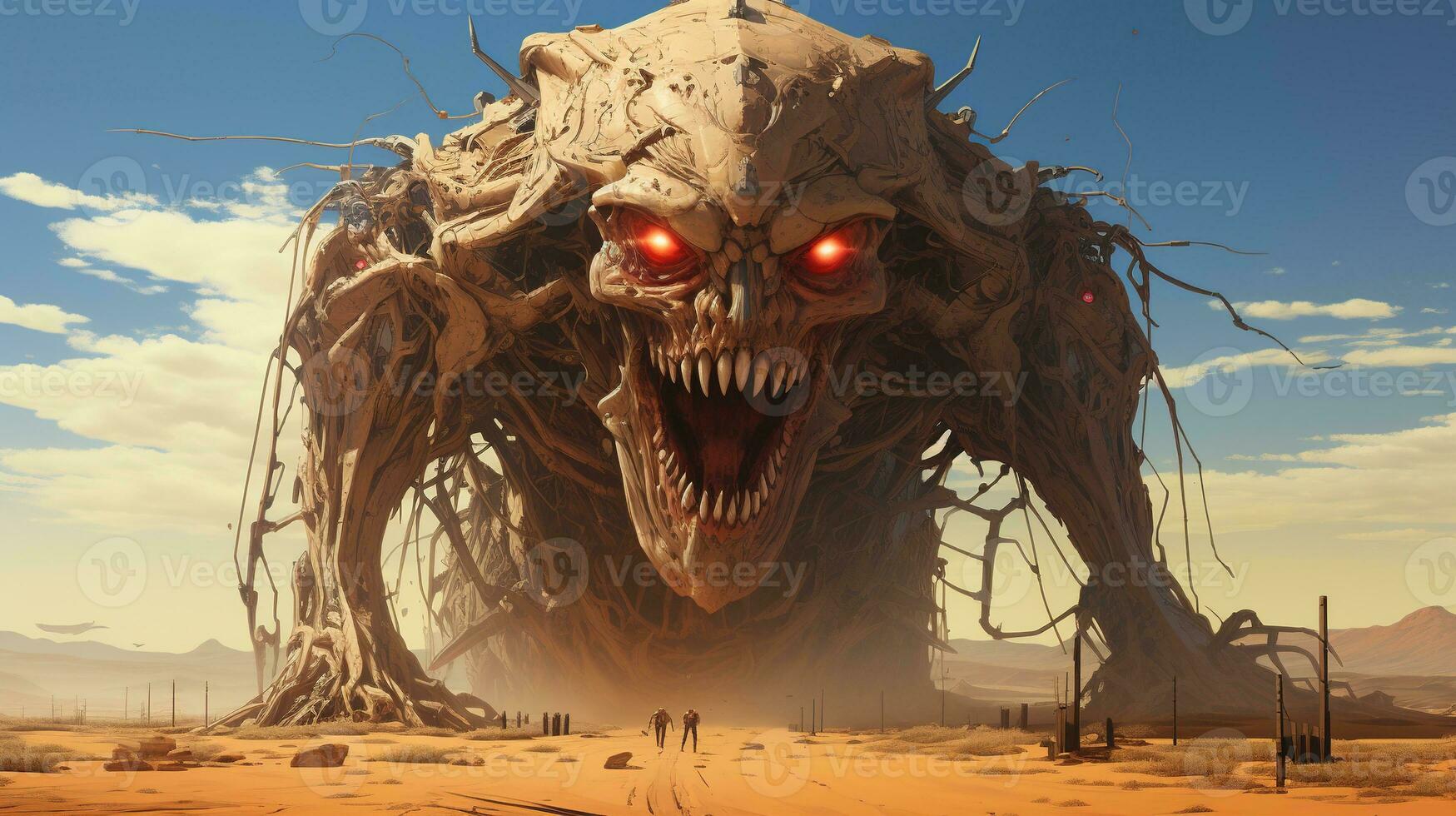monstrous mirage in the desert, digital art illustration, Generative AI photo