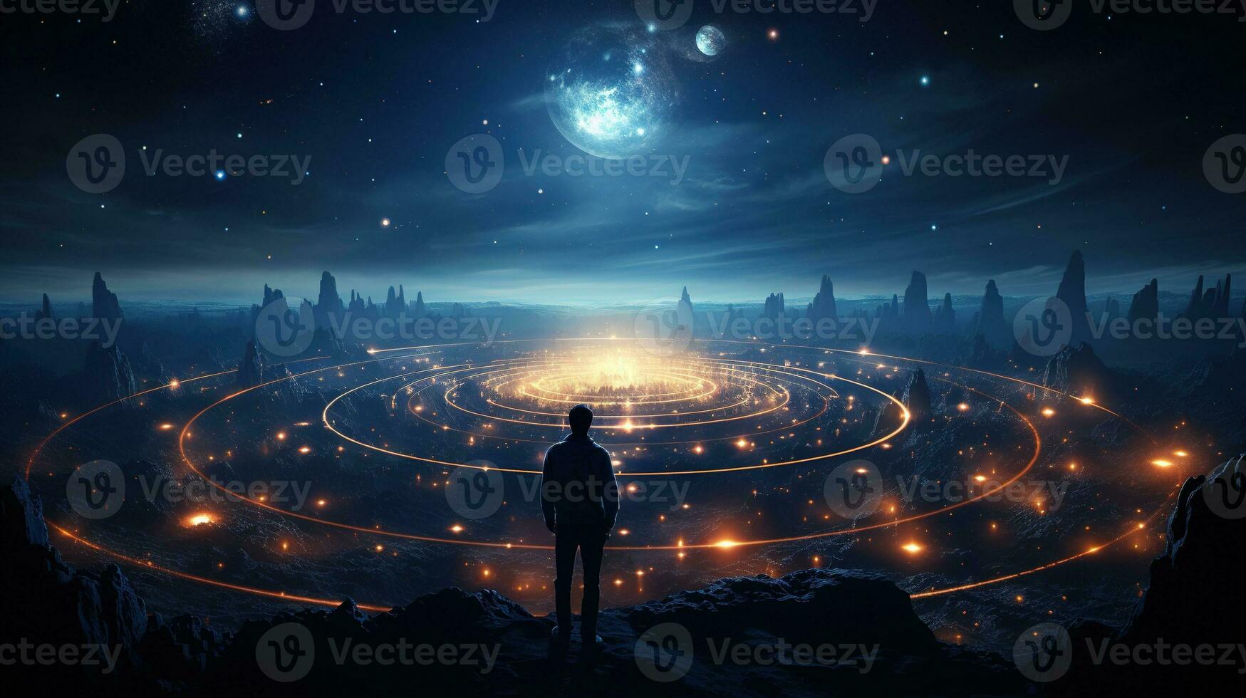 data universe, digital art illustration, Generative AI photo
