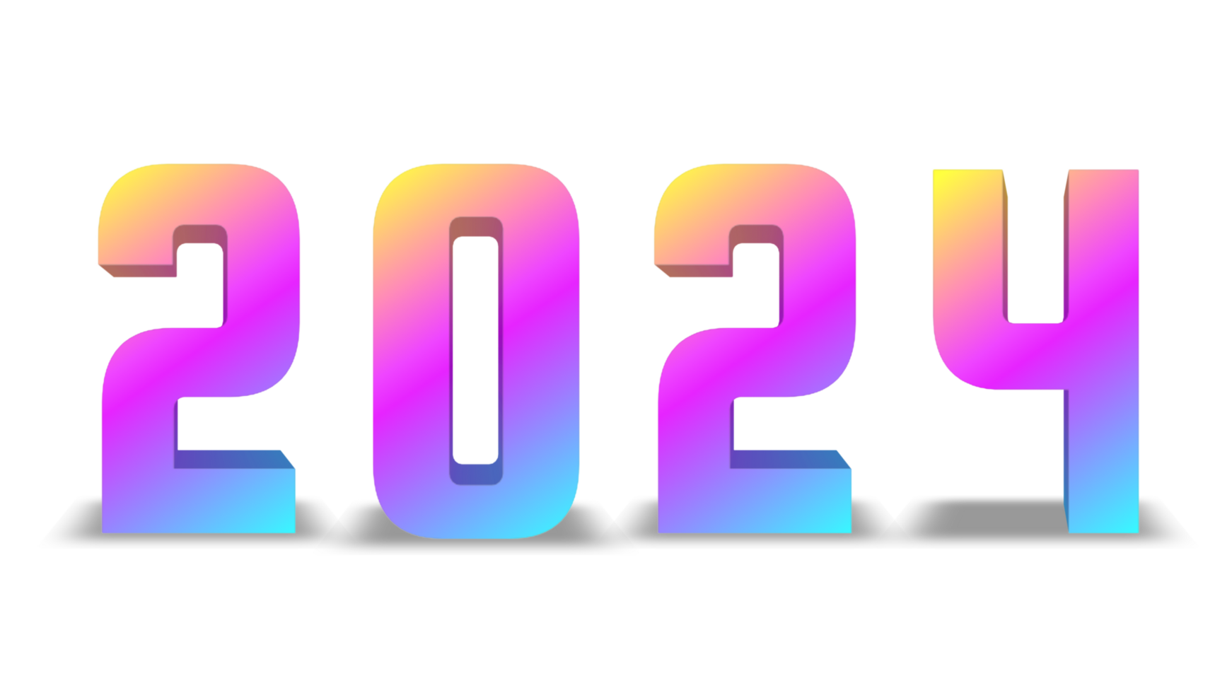 contento nuevo año 2024. con brillantemente de colores número animado png