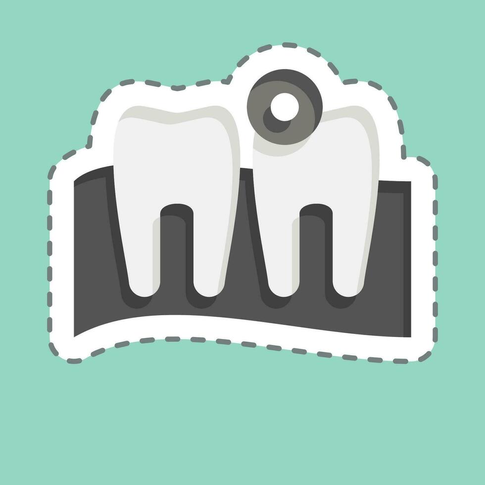 Sticker line cut Toothache. related to Body Ache symbol. simple design editable. simple illustration vector