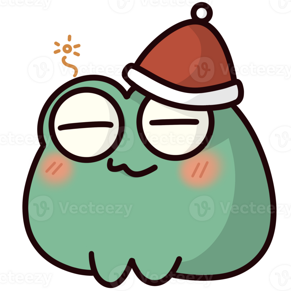 cute green frog asleep png