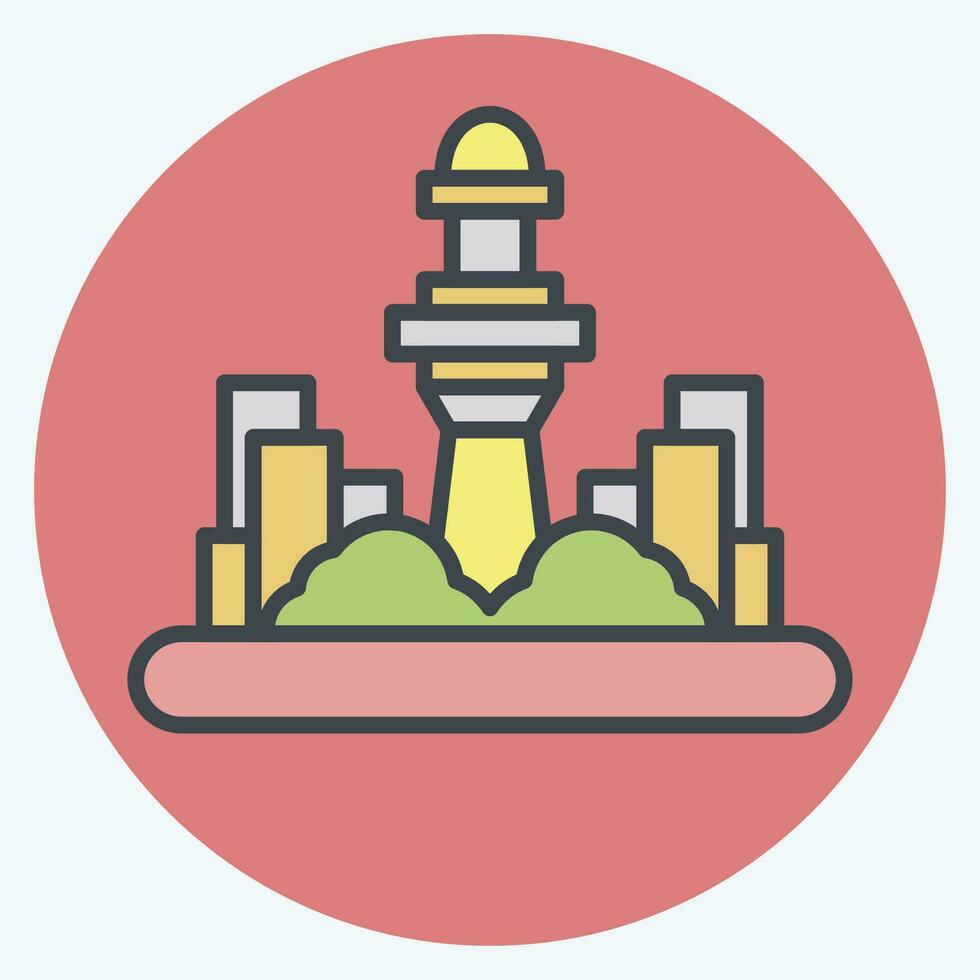 Icon Kuala Lumpur. related to Capital symbol. color mate style. simple design editable. simple illustration vector