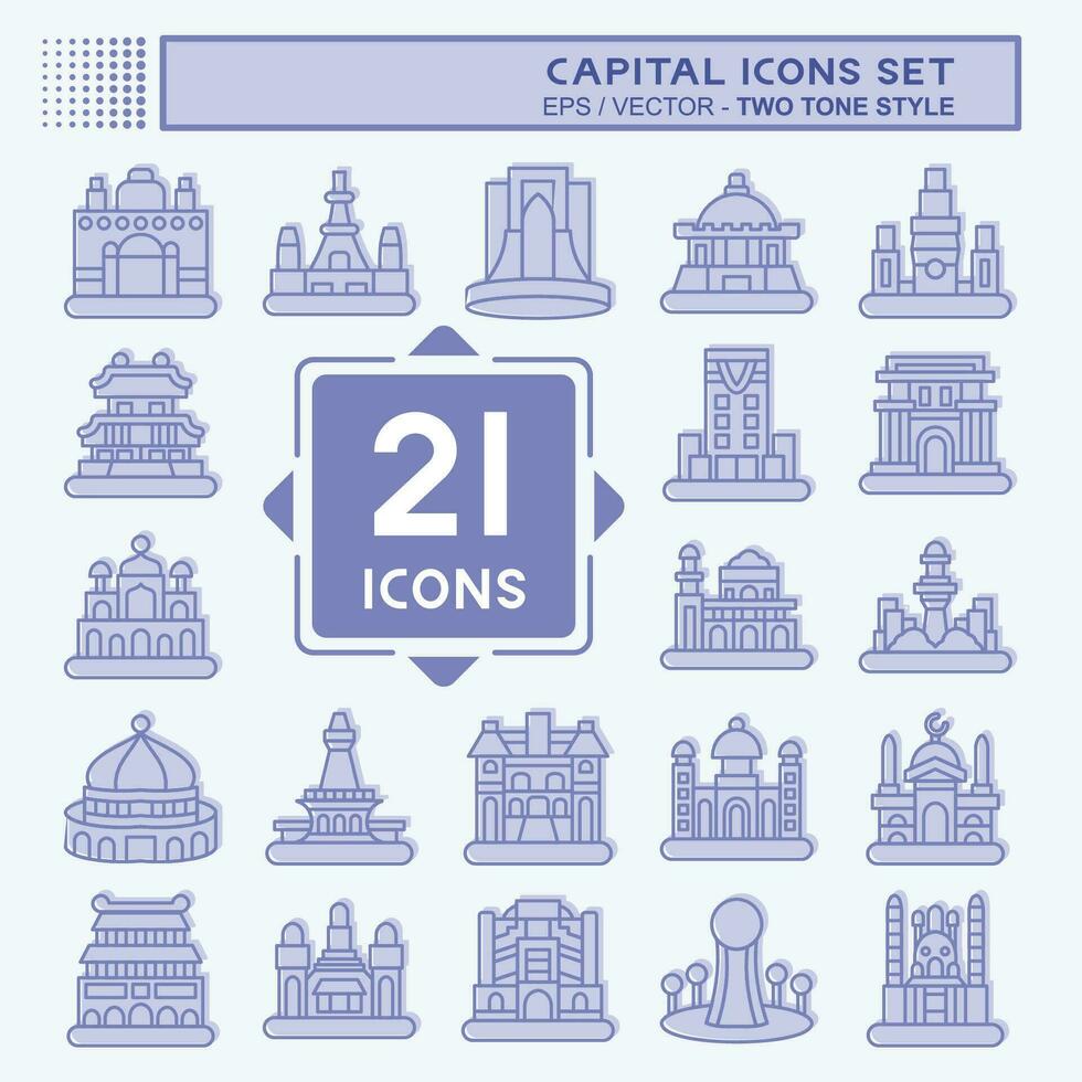 Icon Set Capital. related to Capital symbol. two tone style. simple design editable. simple illustration vector