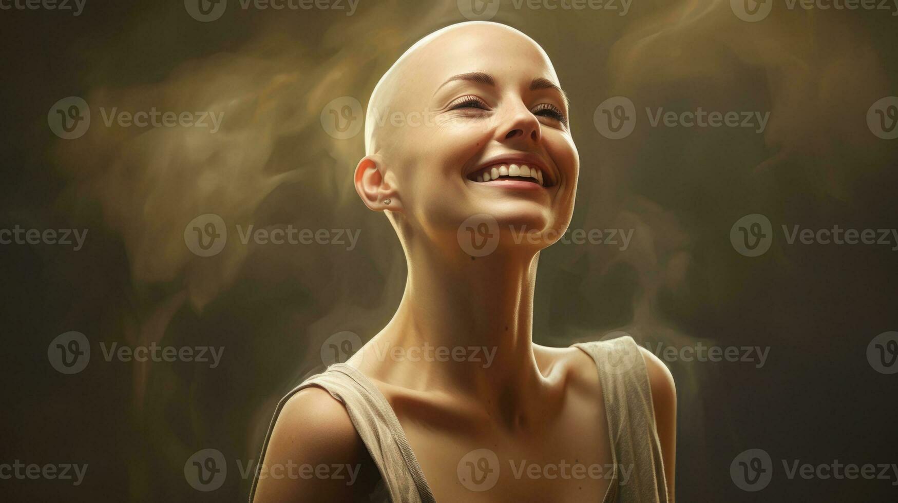Portrait of confident bald woman. Generative AI photo