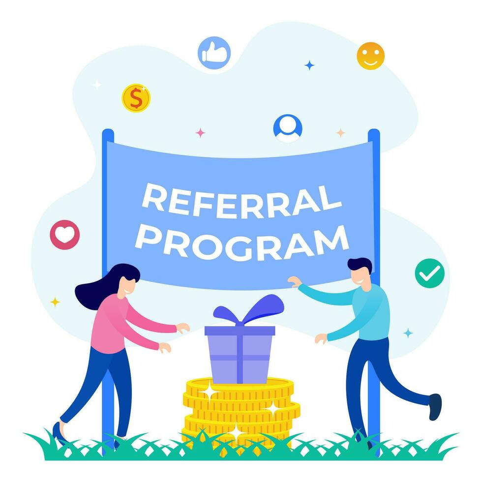 Illustration vector graphic cartoon character of referral program