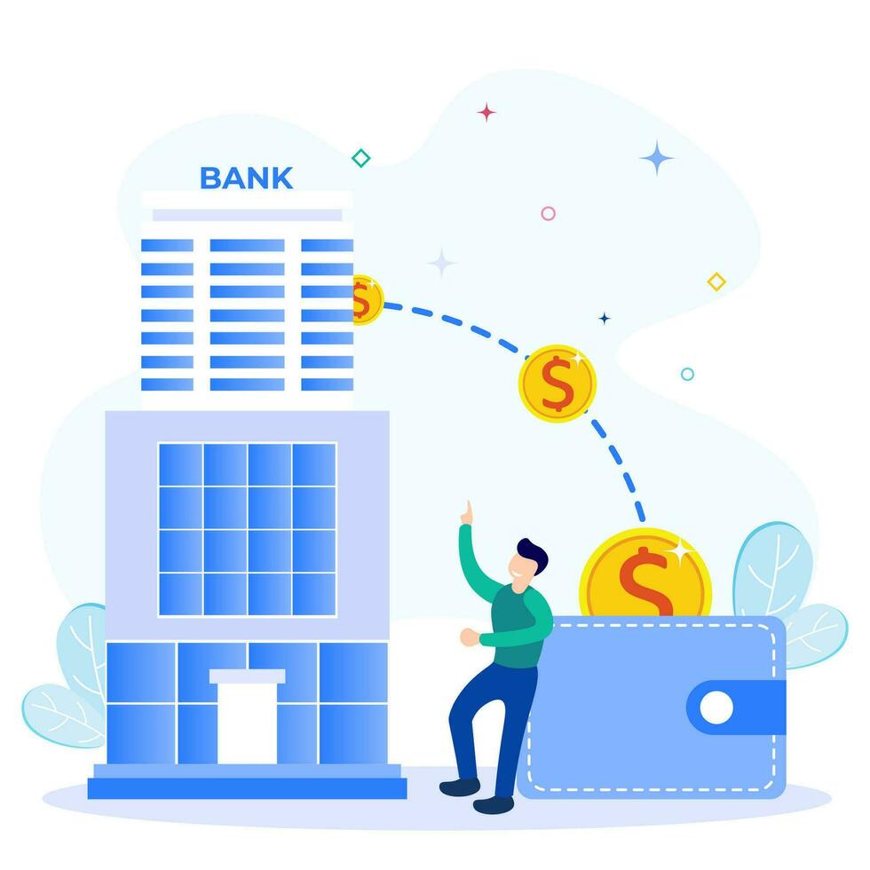 Illustration vector graphic cartoon character of bank