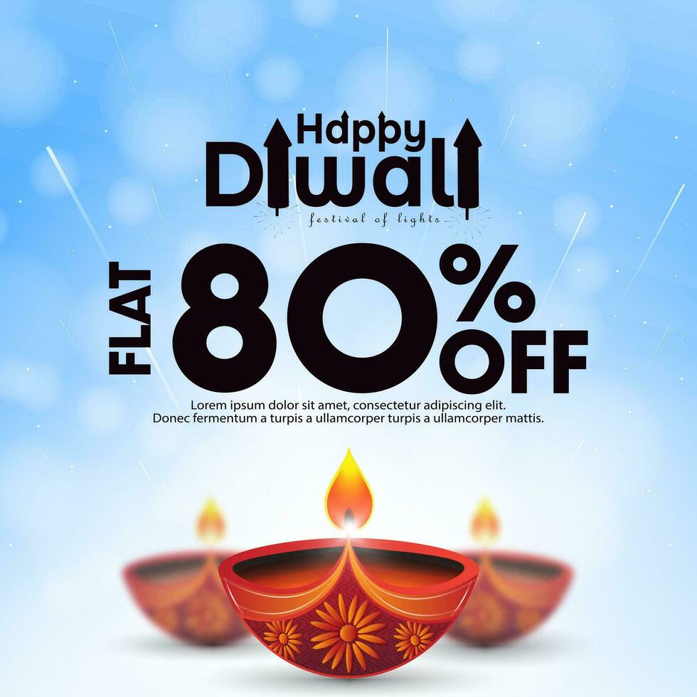 offer sale ad banner design template with diya for happy diwali festival. vector